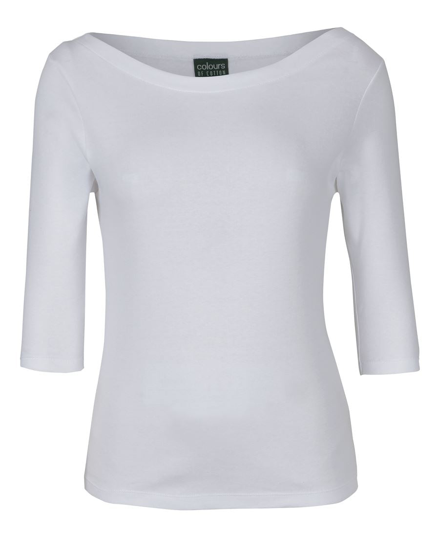 C OF C LADIES 3/4 SLEEVE BOAT NECK TEE 1BT3