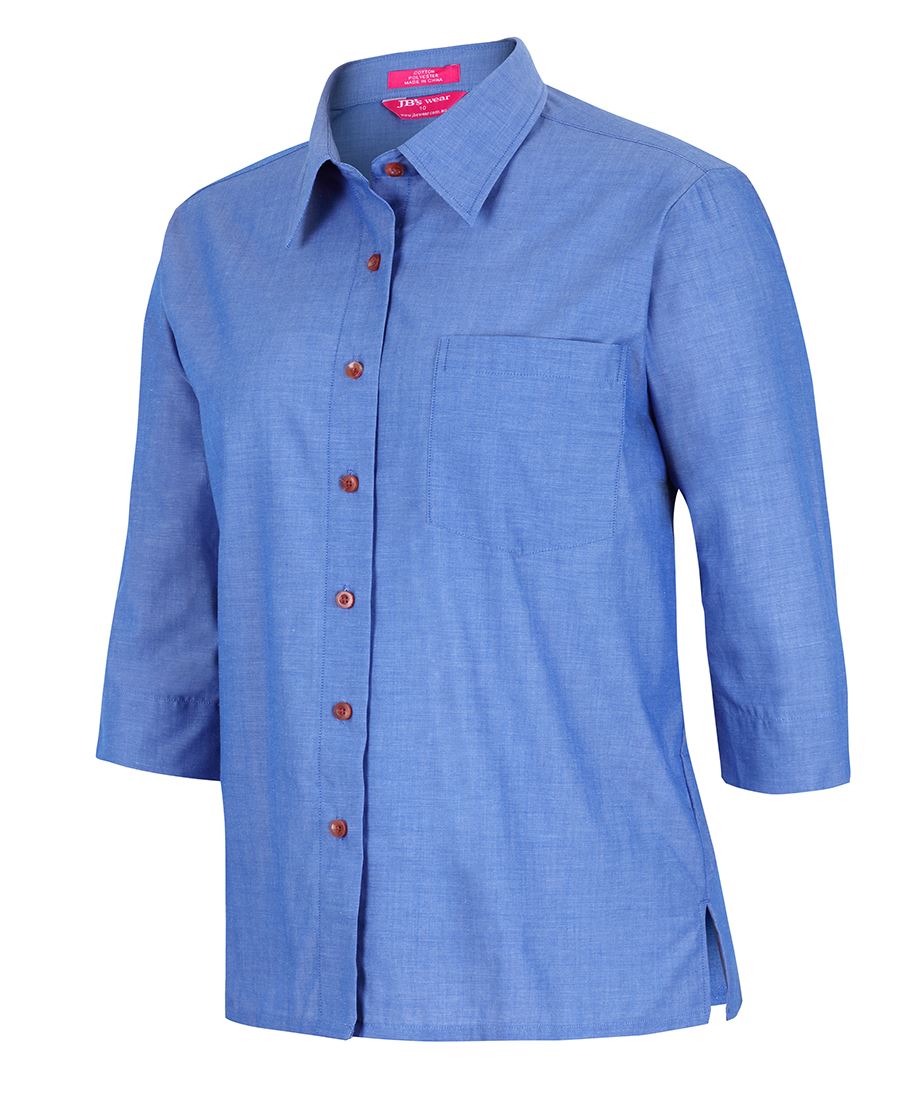 JB’S LADIES ORIGINAL 3/4 INDIGO CHAMBRAY SHIRT 4LICT Blue collar professional