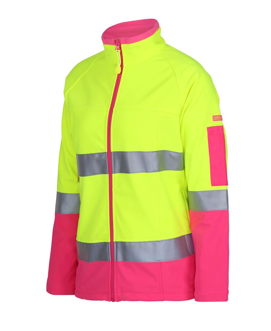 LADIES HI VIS |D+N| SOFTSHELL JACKET WITH REFLECTIVE TAPE 6D4J1