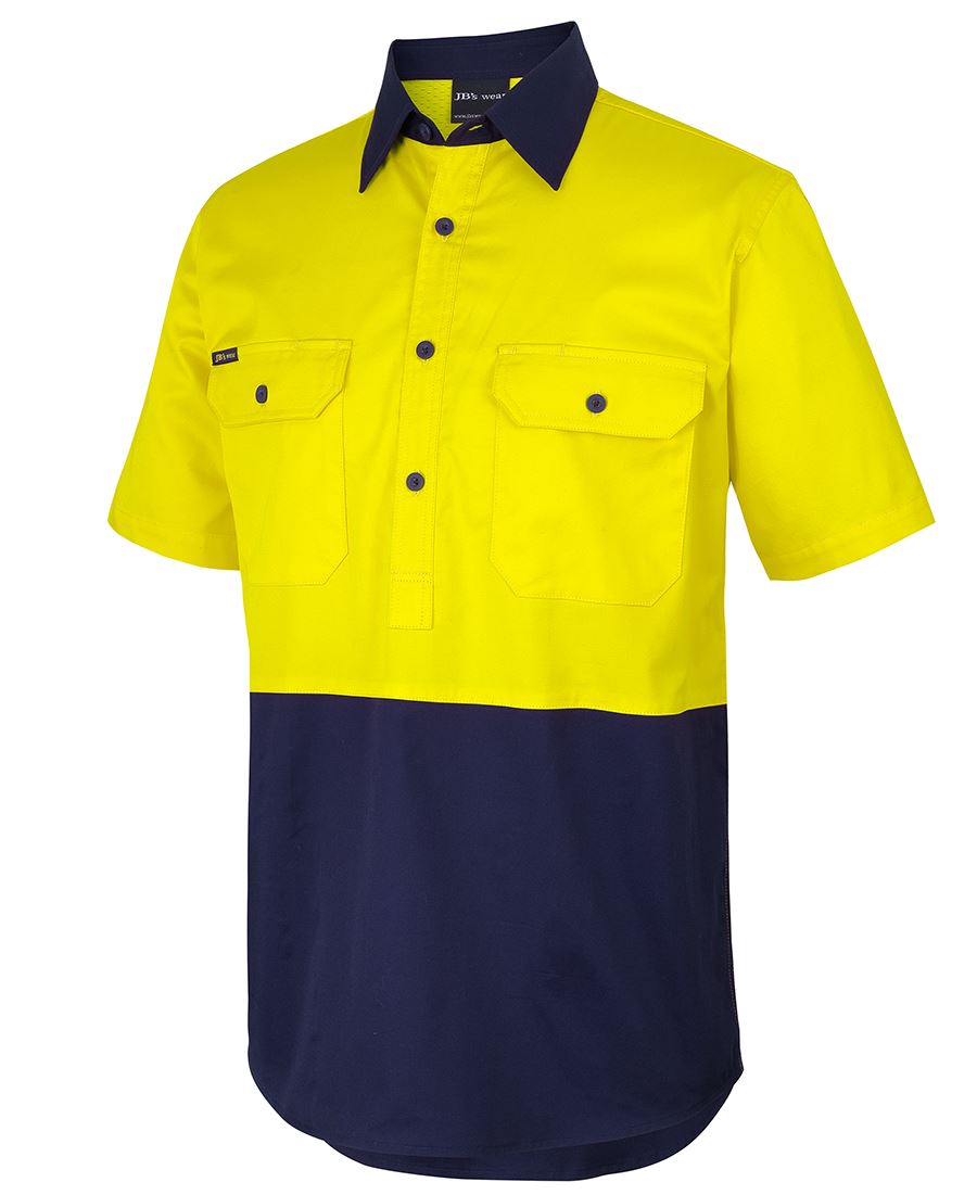 HI VIS CLOSE FRONT S/S 150G WORK SHIRT 6HVCW