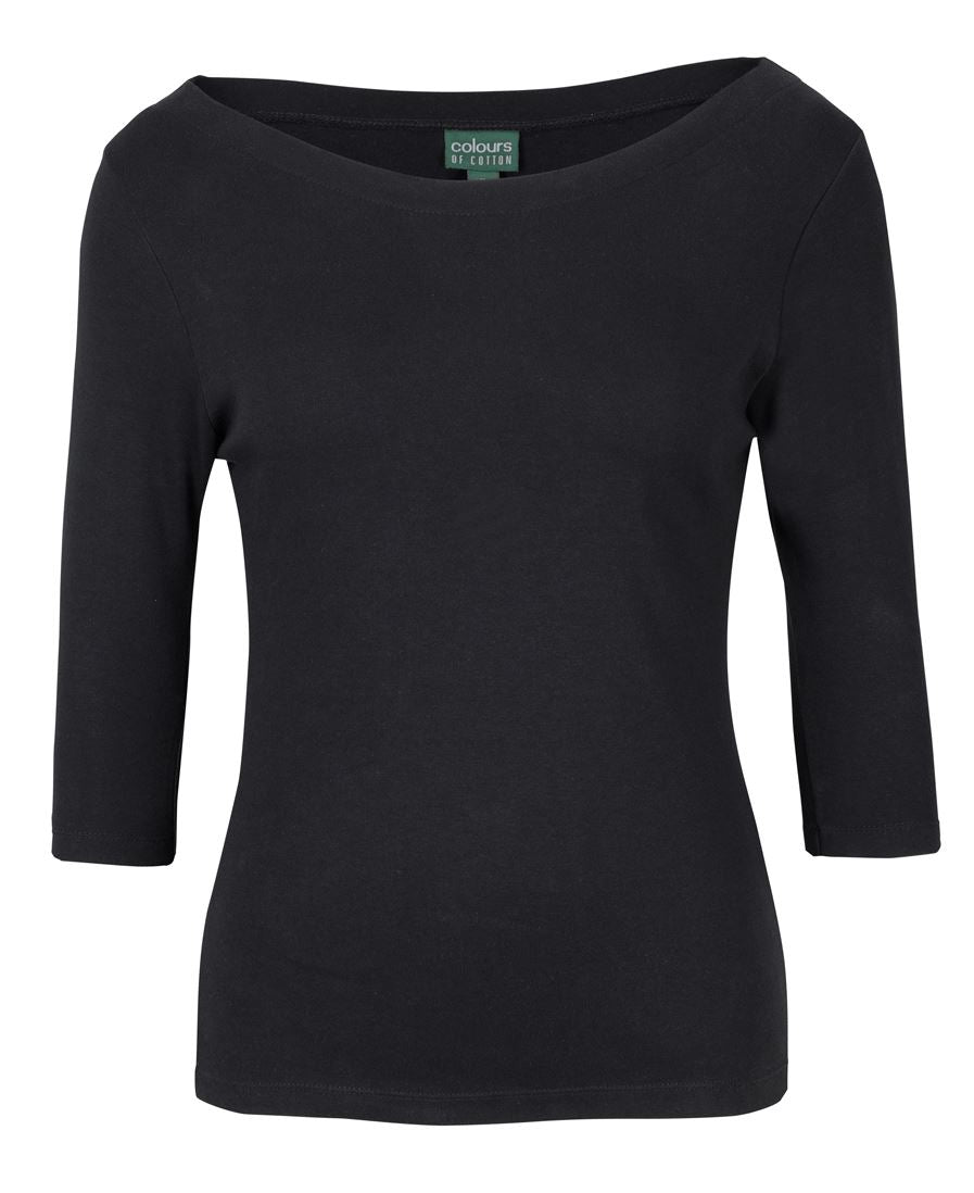 C OF C LADIES 3/4 SLEEVE BOAT NECK TEE 1BT3