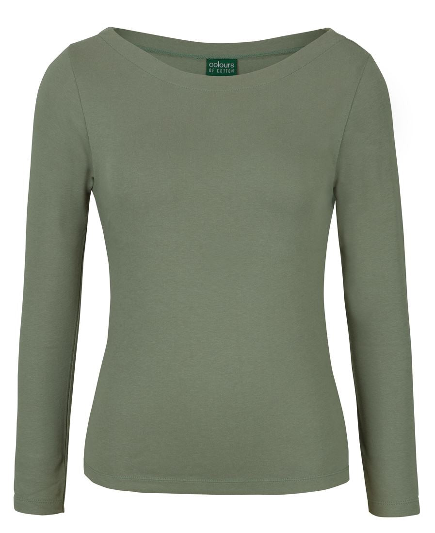 C OF C L/S BOAT NECK TEE 1BTL Stylish Neck Design