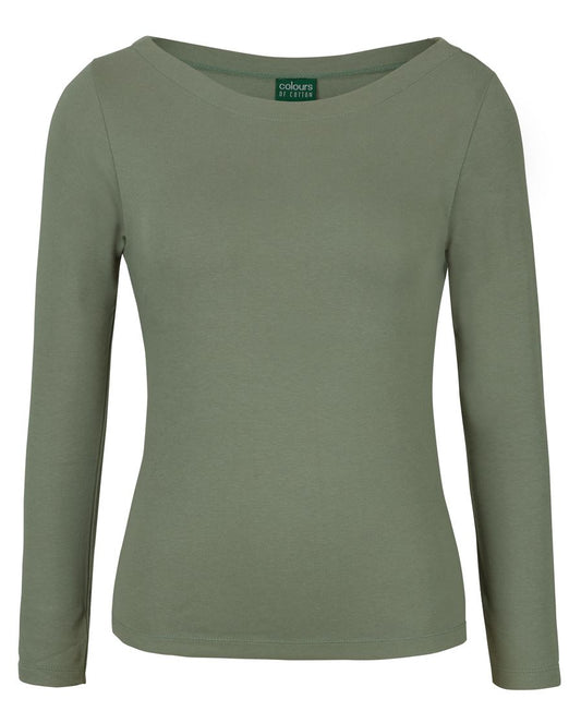 C OF C L/S BOAT NECK TEE 1BTL Stylish Neck Design