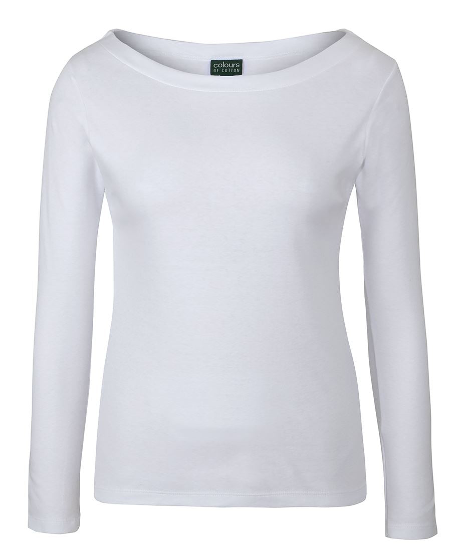 C OF C L/S BOAT NECK TEE 1BTL Stylish Neck Design