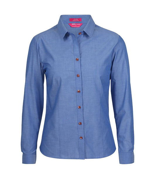 LADIES CLASSIC L/S FINE CHAMBRAY SHIRT 4FC1L Relaxed Corporate Wear