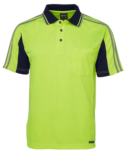 HI VIS S/S ARM TAPE POLO 6AT4S Hi Vis tape detail