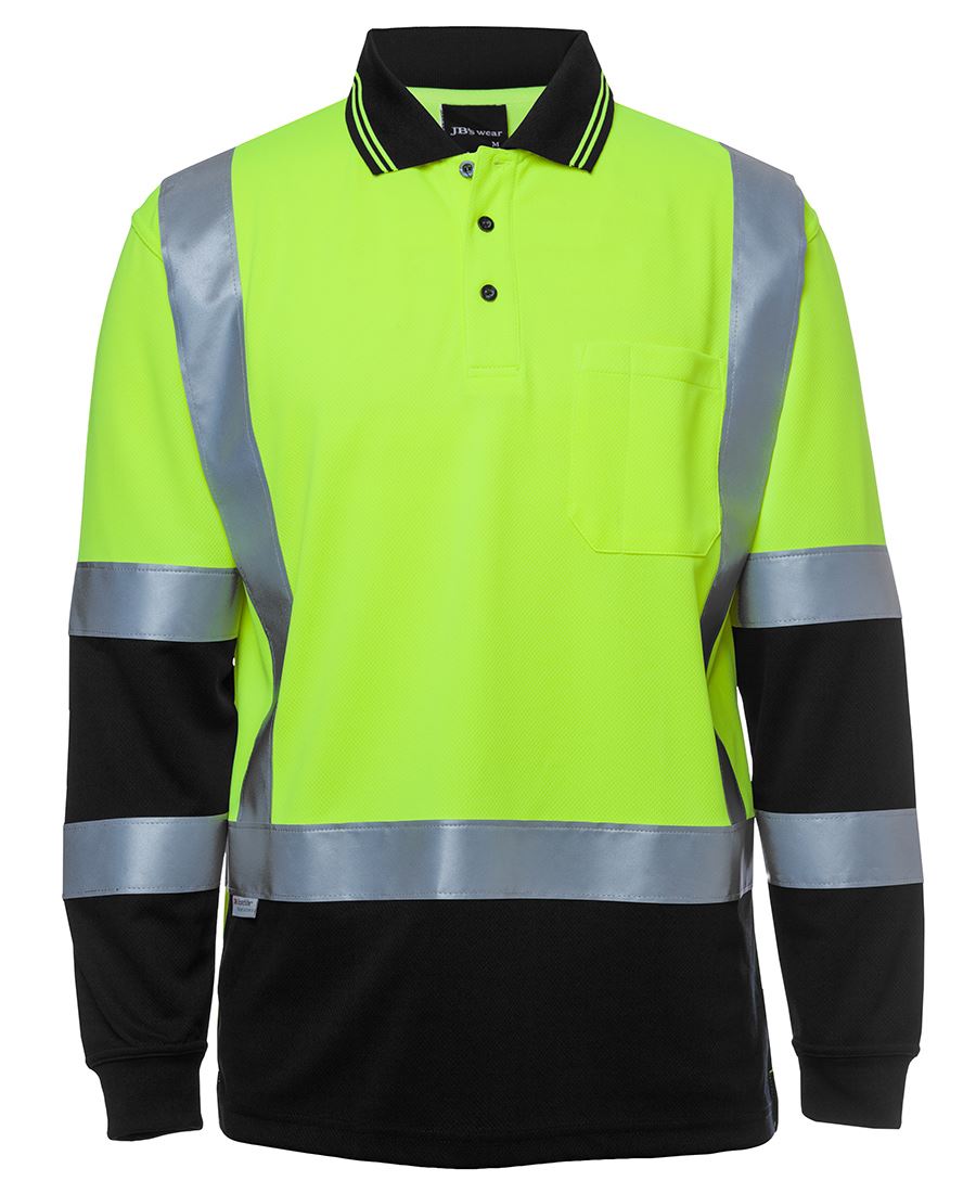 HI VIS L/S D+N H PATTERN TRAD POLO 6DHL H Pattern Hi Vis Comfort