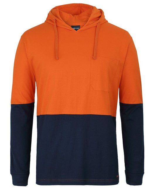 HI VIS L/S COTTON TEE WITH HOOD 6HCTL