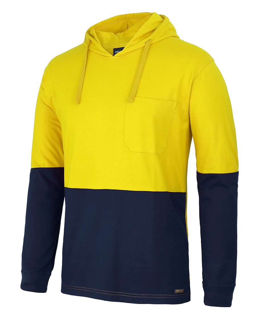 HI VIS L/S COTTON TEE WITH HOOD 6HCTL