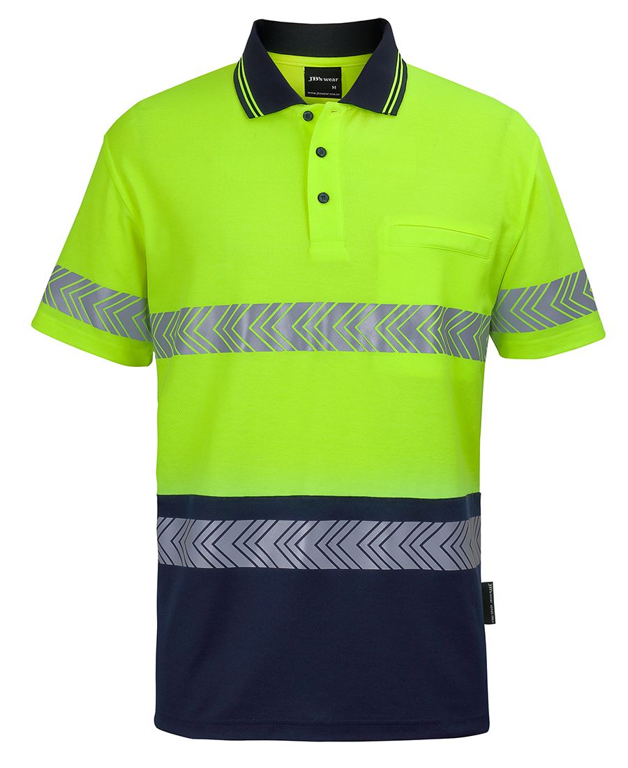 HI VIS (D+N) COTTON BACK S/S SEGMENTED TAPE POLO 6HMSS