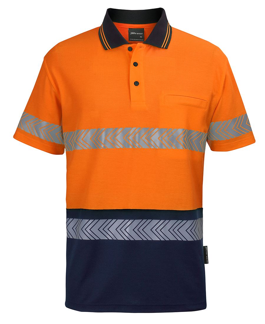 HI VIS (D+N) COTTON BACK S/S SEGMENTED TAPE POLO 6HMSS
