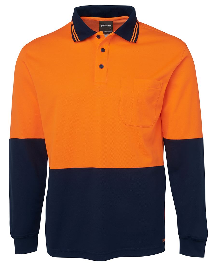 HI VIS L/S COTTON BACK POLO 6HPL Comfortable safety polo