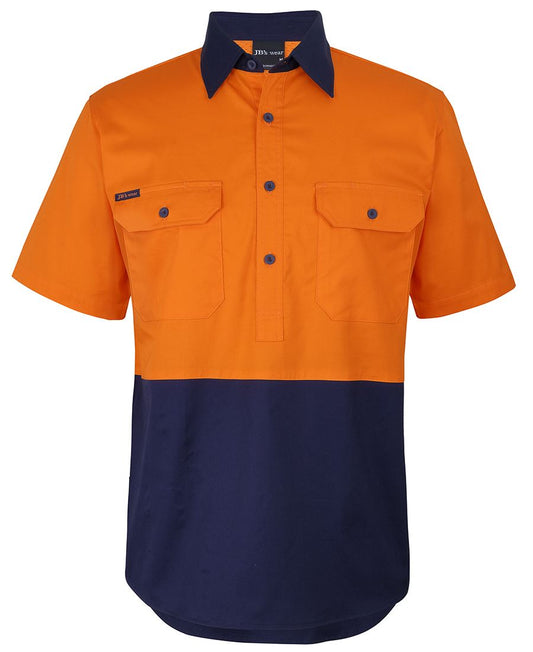 HI VIS CLOSE FRONT S/S 150G WORK SHIRT 6HVCW