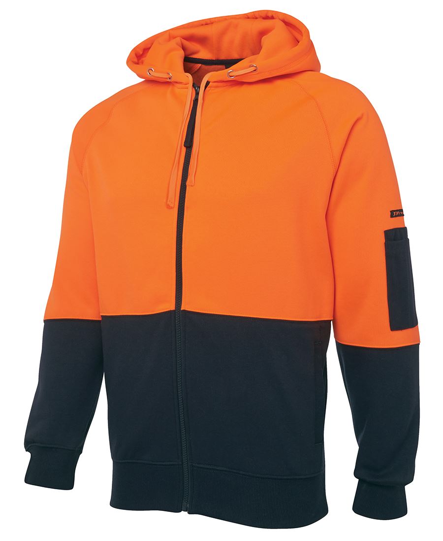 HI VIS FULL ZIP FLEECY HOODIE 6HVH